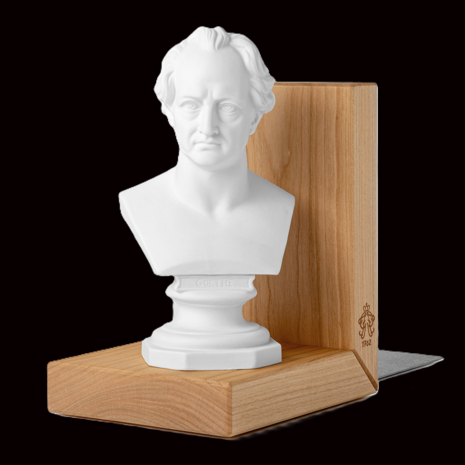 Holzbuchstütze "Büste Goethe" bisquit Holzbuchstütze "Büste Goethe" bisquit