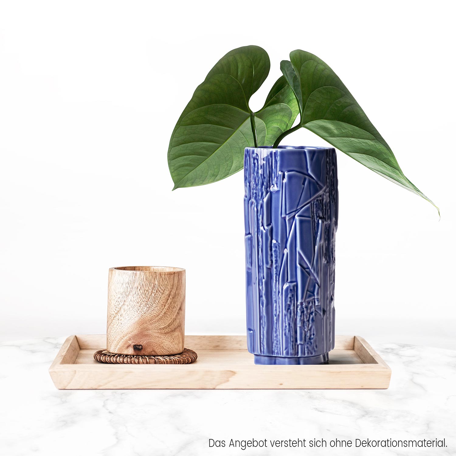 Vase  Struktur 18 cm, dunkelblau