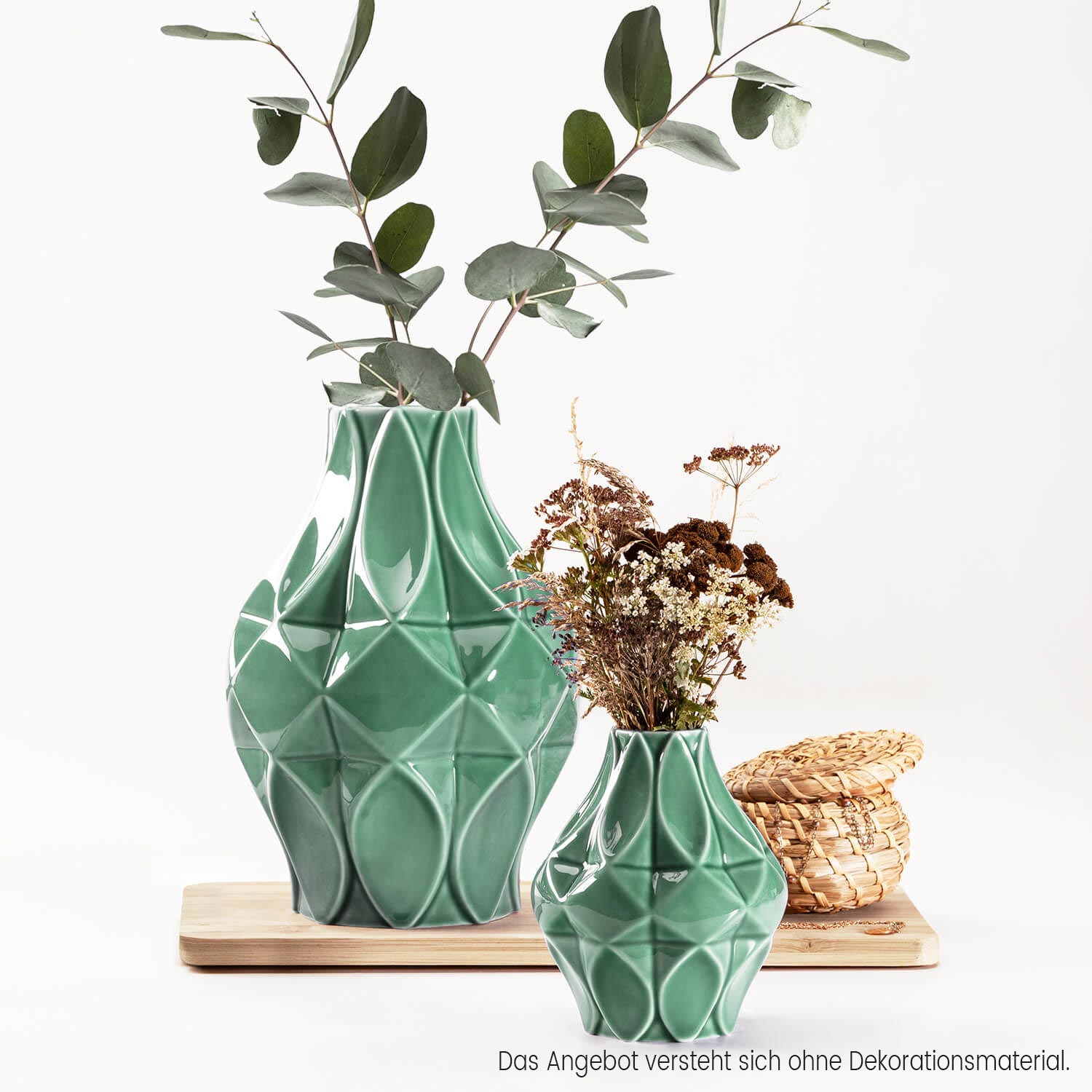 20/02 Set Vase Mosaik 21+11 cm, salbeigrün