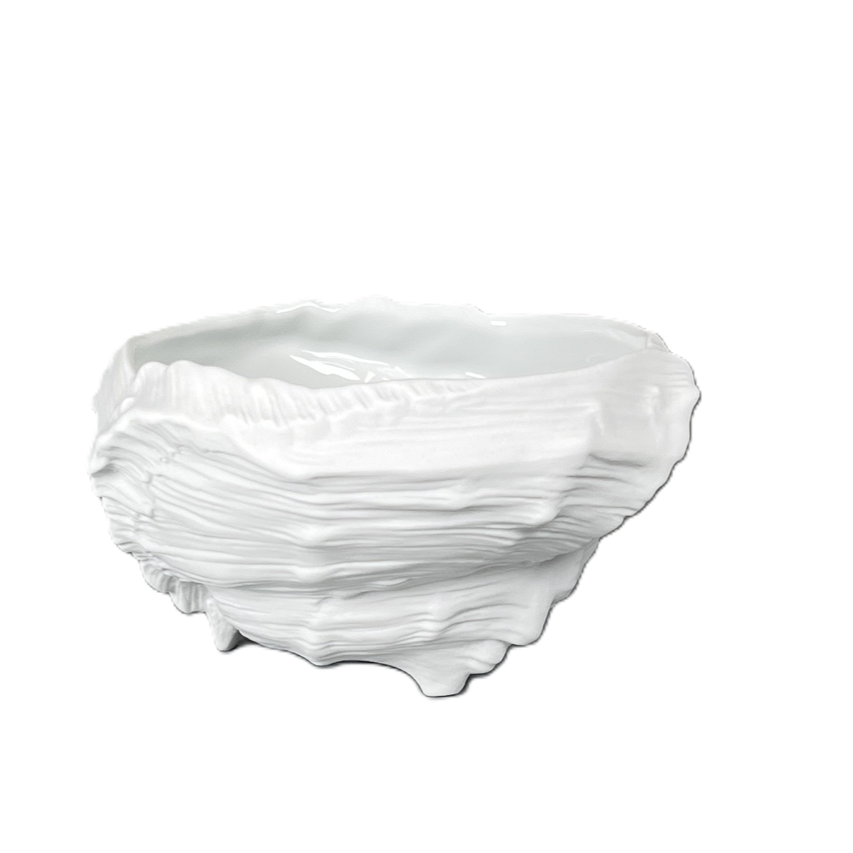 Muschelservice, Schale mit Füßchen, teilglasiert