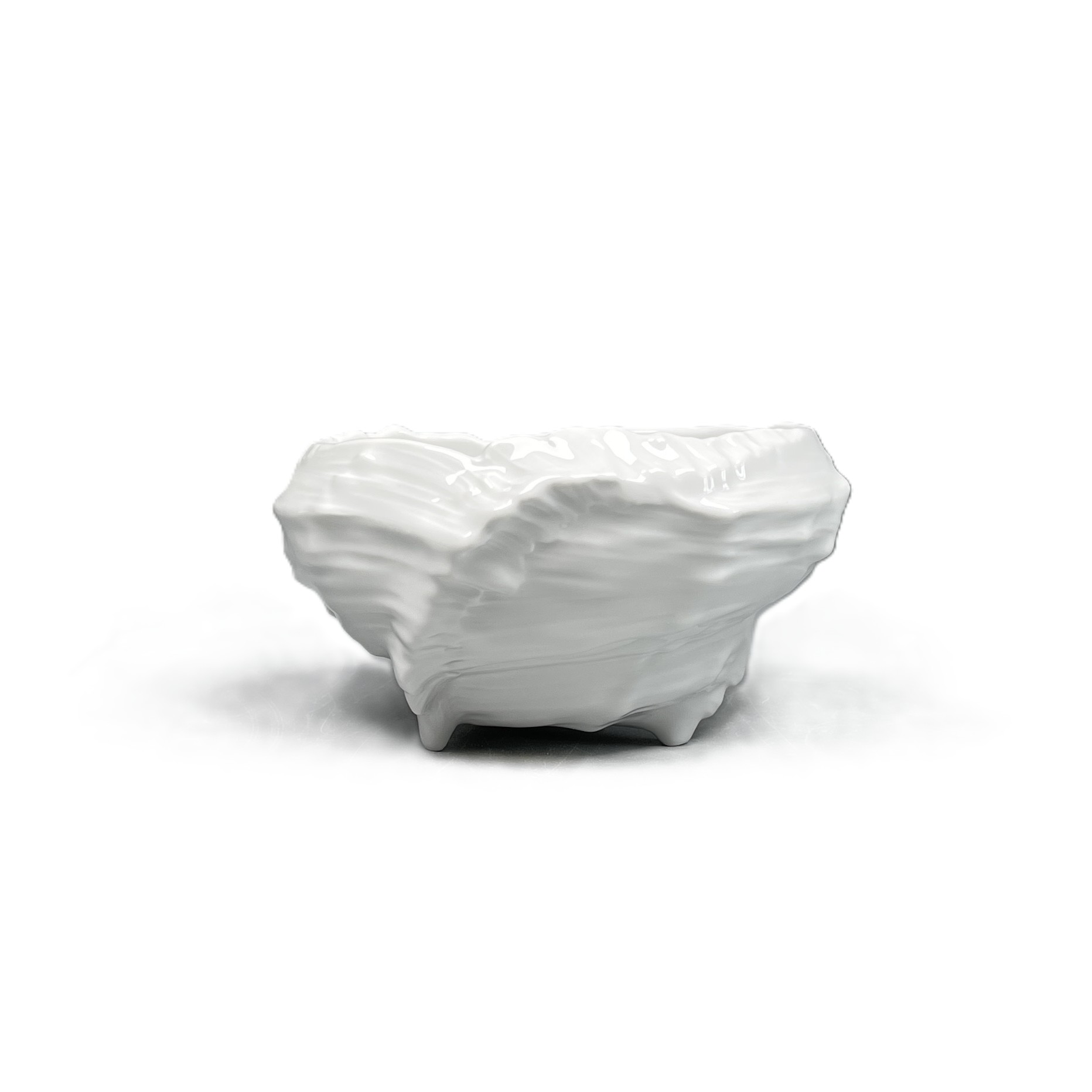 Muschelservice, Schale mit Füßchen, weiß glasiert