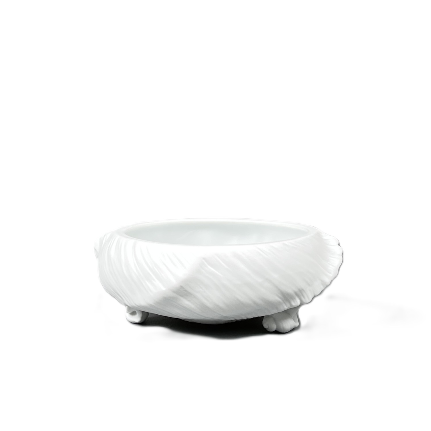 Muschelservice, Schale mit Schneckenfüßchen, teilglasiert