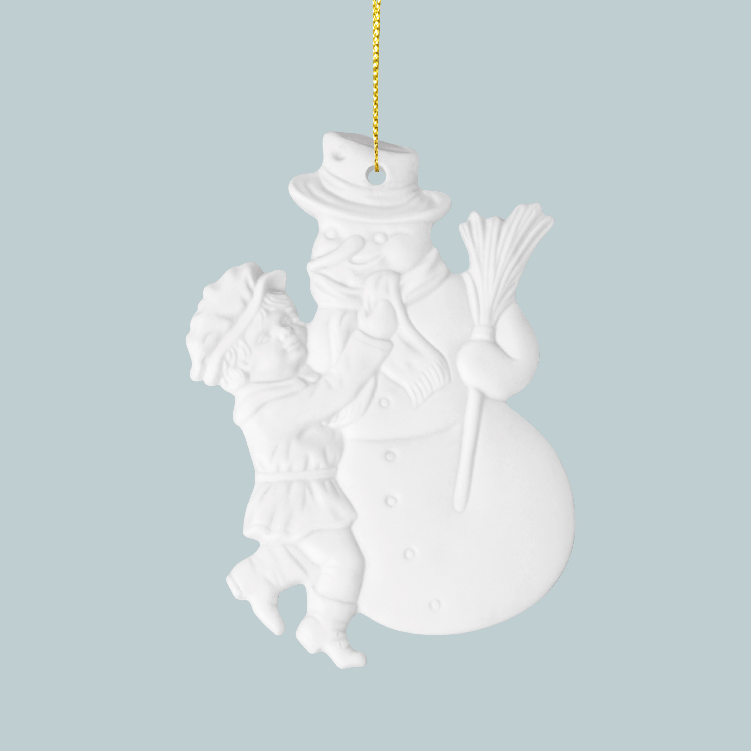 Christmas pendant, boy with snowman