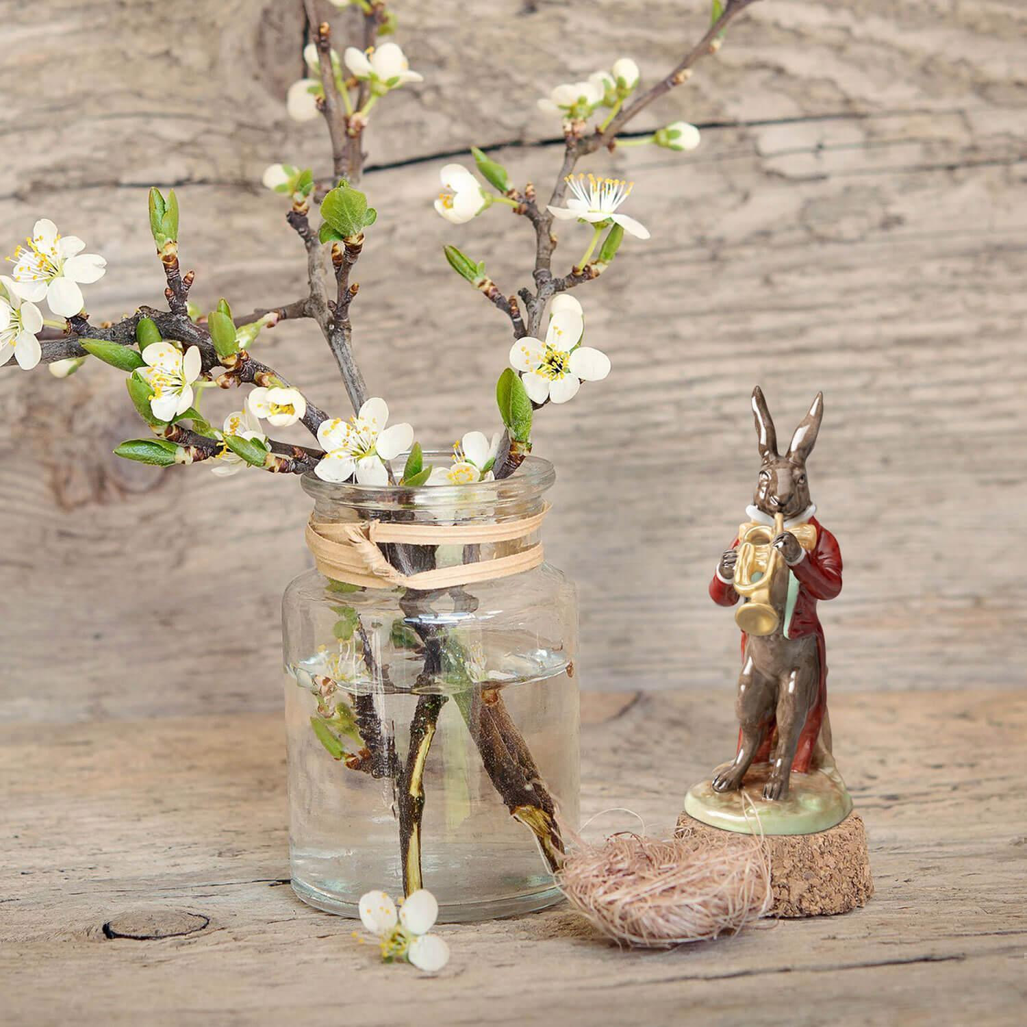 Porzellanfigur Hase Figur Hase mit Trompete
