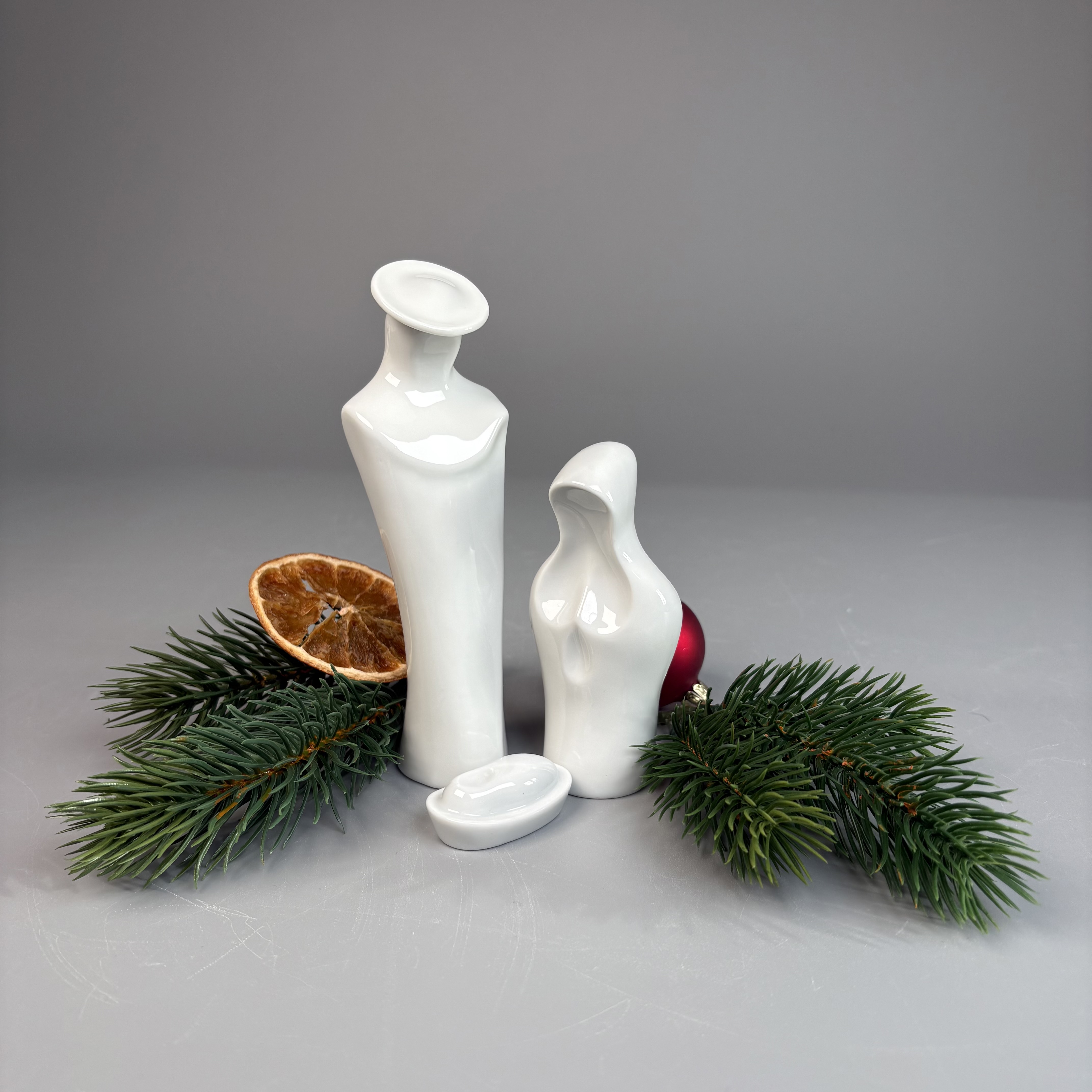 Krippenfiguren, 3er Set, glasiert