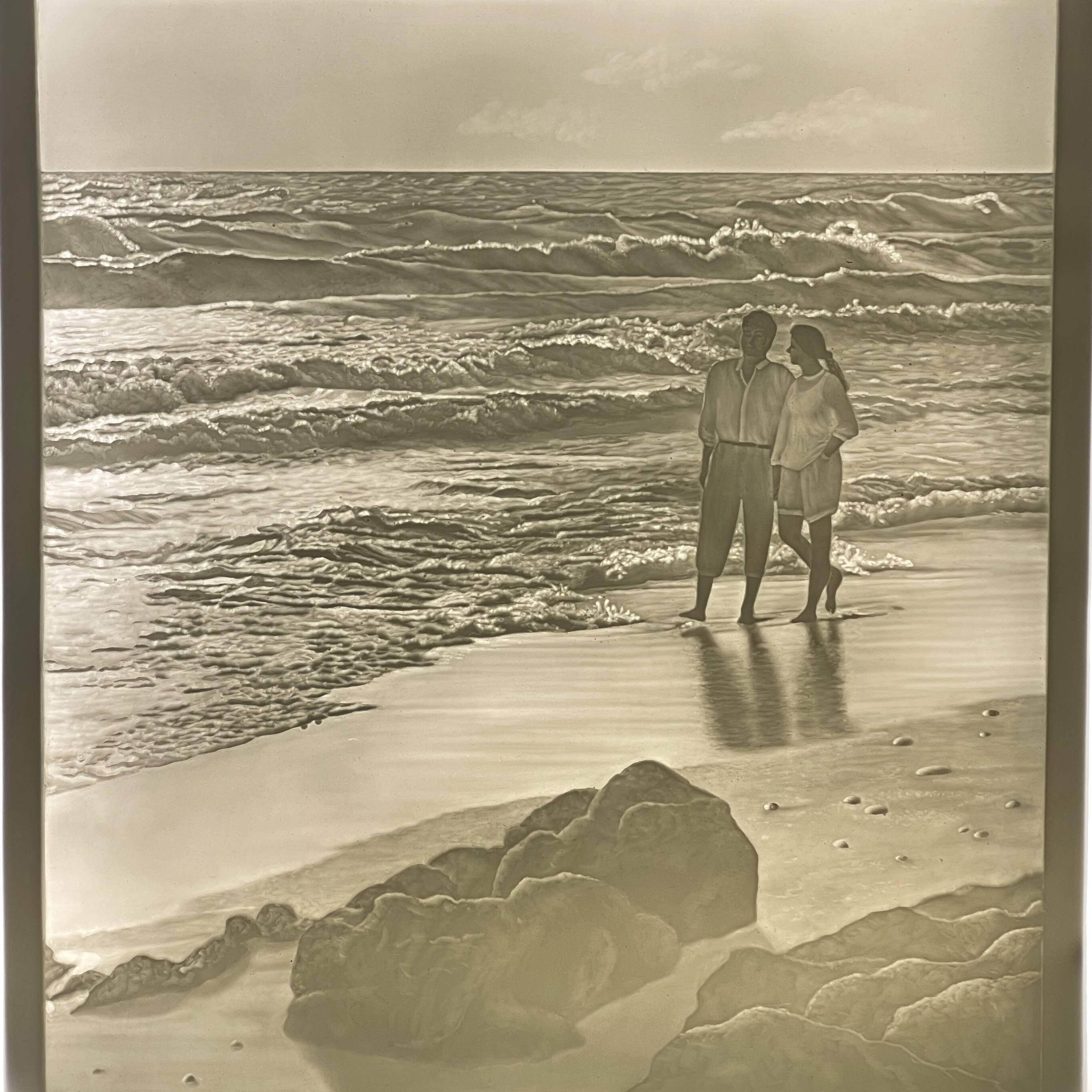 Lithophanie-Platte "Spaziergang am Strand"