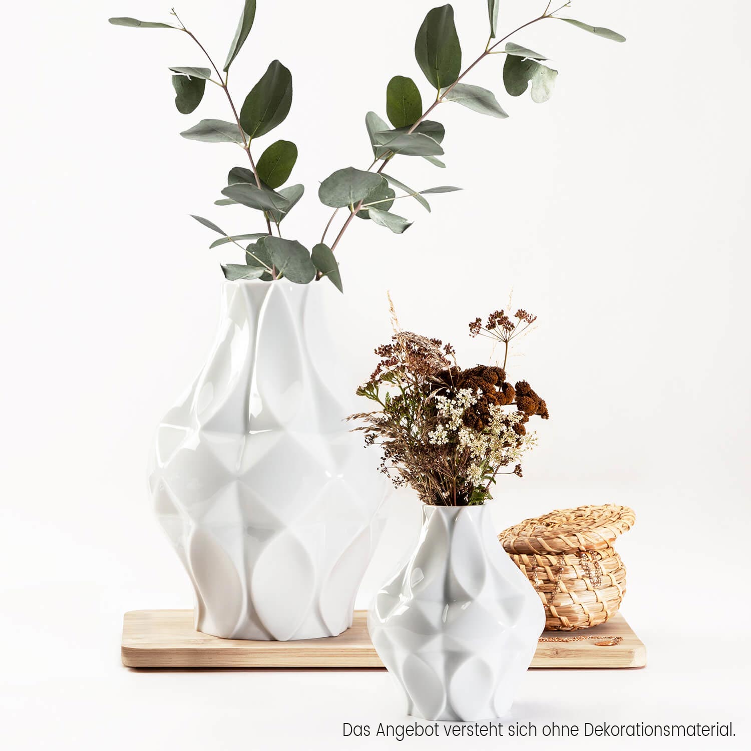 20/02 Set Vase Mosaik 21+11 cm, weiß 20/02 Set Vase Mosaik 21+11 cm, weiß