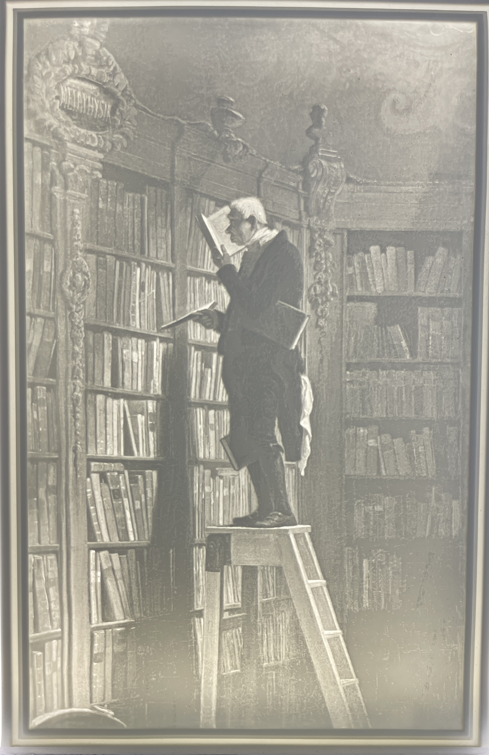 Lithophanie-Platte Der Bücherwurm (nach Spitzweg)