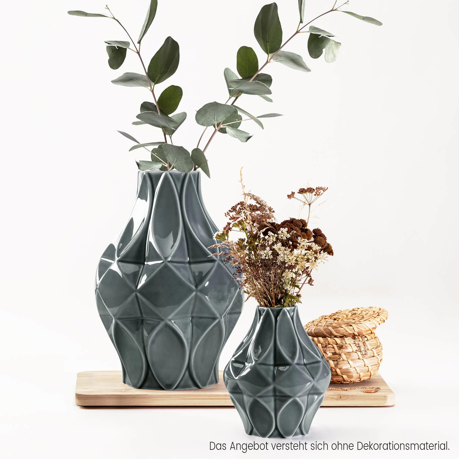 20/02 Set Vase Mosaik 21+11 cm, perlgrau