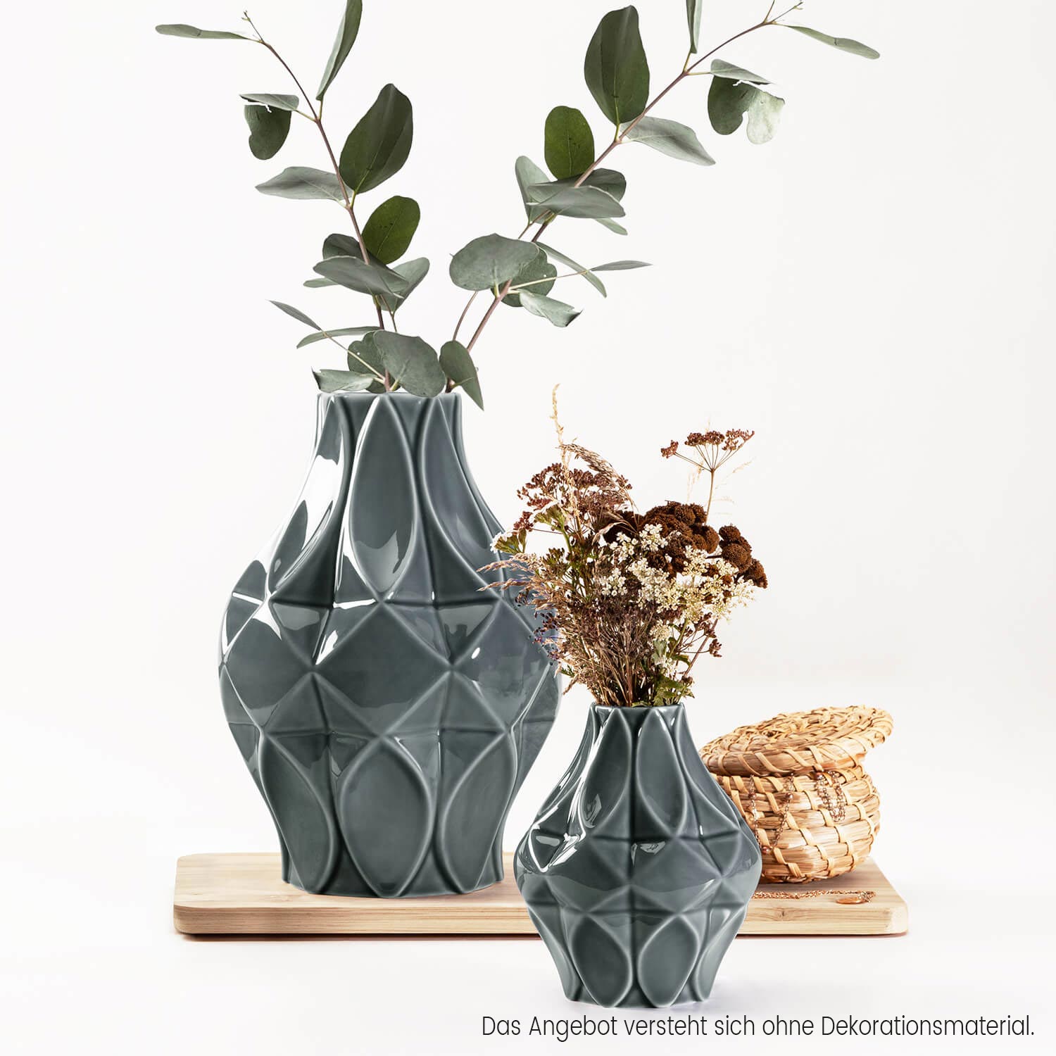 20/02 Set Vase Mosaik 21+11 cm, perlgrau 20/02 Set Vase Mosaik 21+11 cm, perlgrau