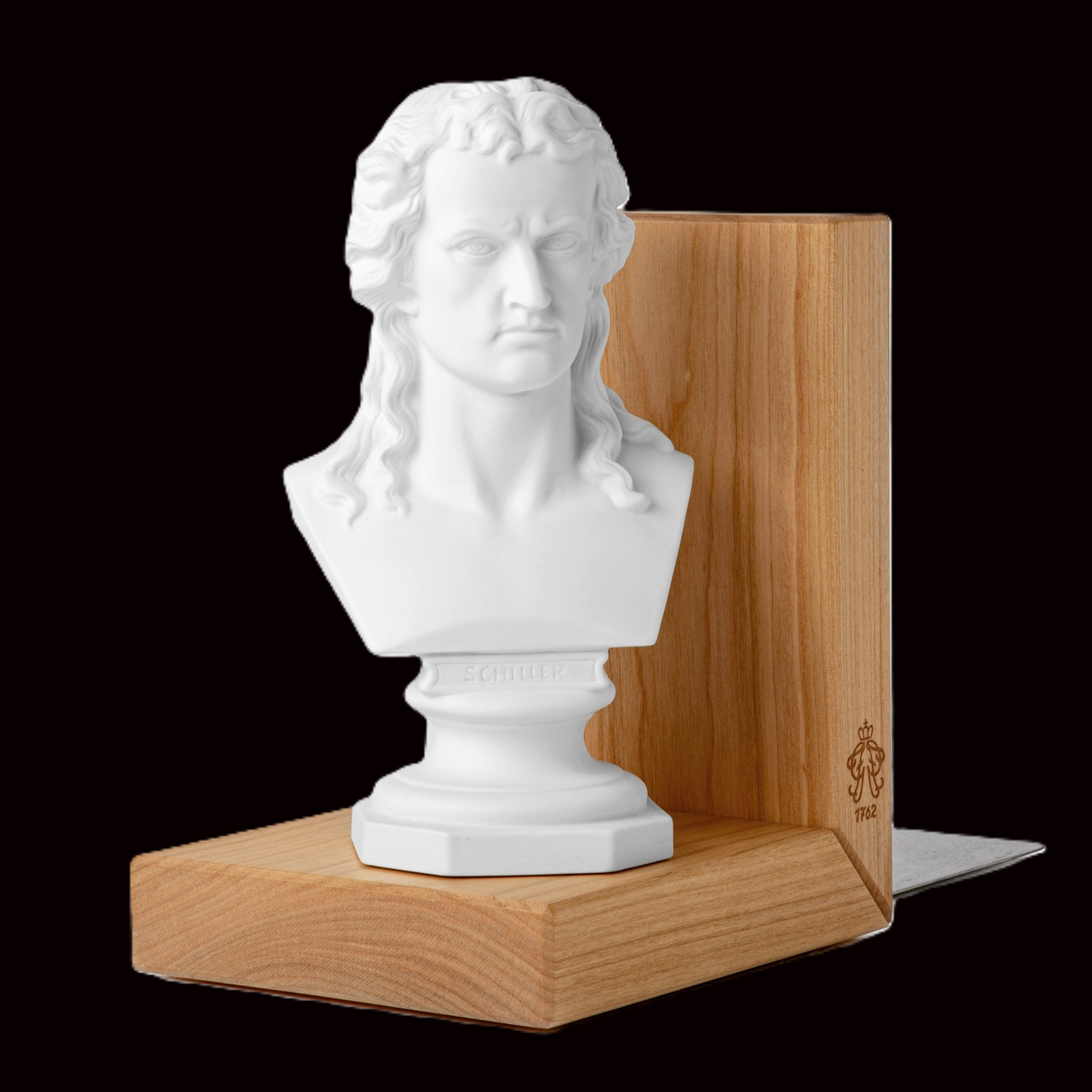 Holzbuchstütze "Büste Schiller" bisquit Holzbuchstütze "Büste Schiller" bisquit