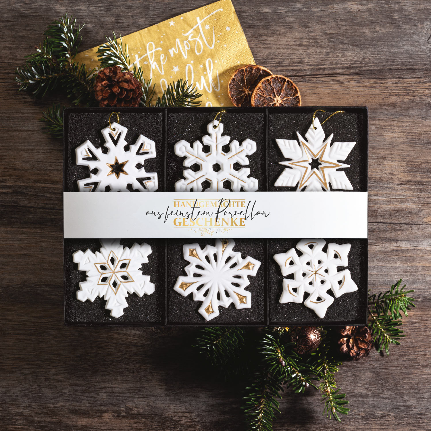 6er Set Weihnachtsanhänger Stern 6er Set Weihnachtsanhänger Stern