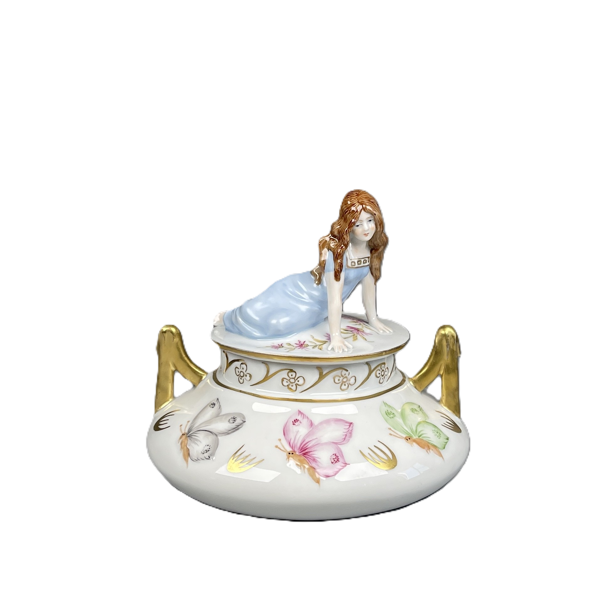 Dose, Deckel mit Frauenfigur