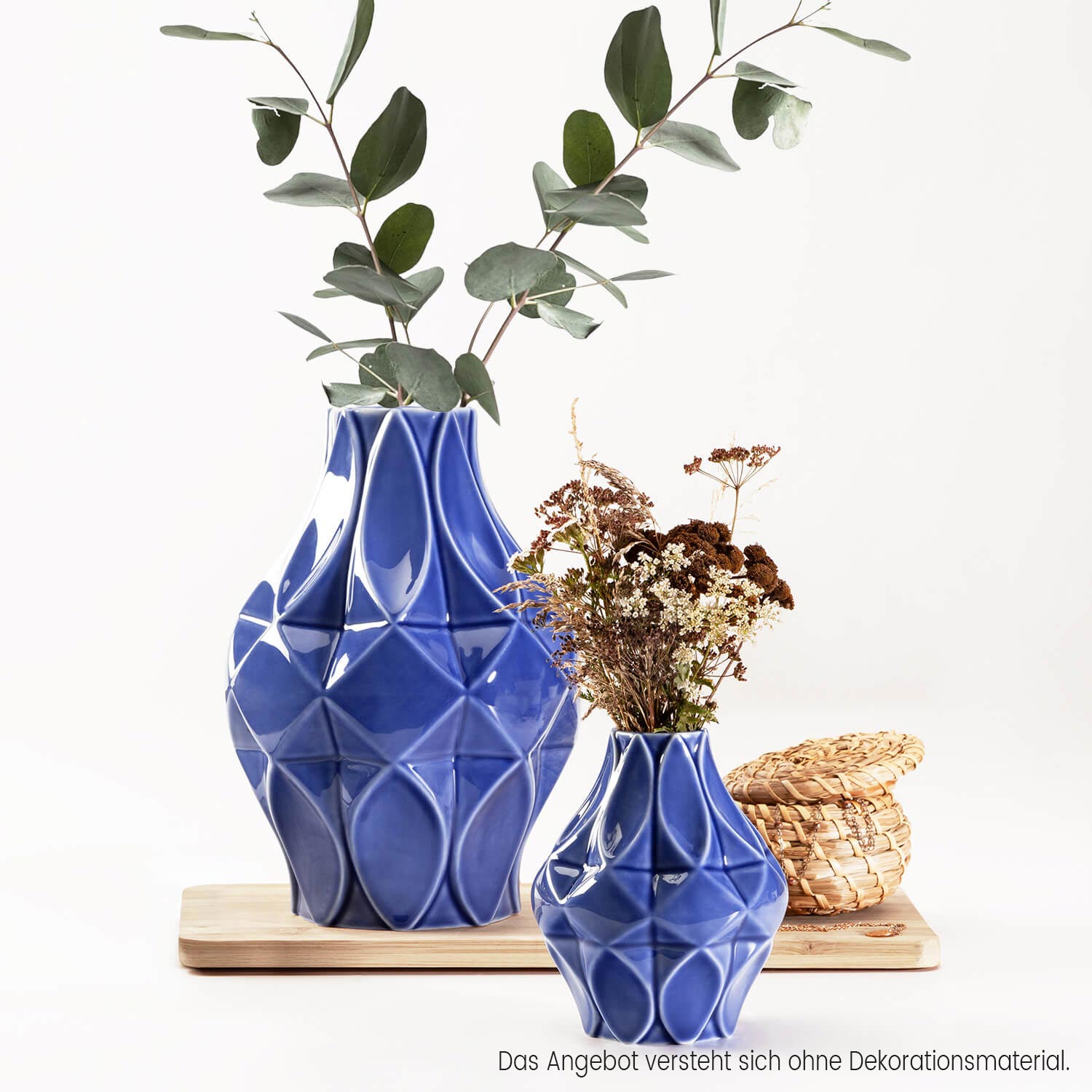 20/02 Set Vase Mosaik 21+11 cm, dunkelblau