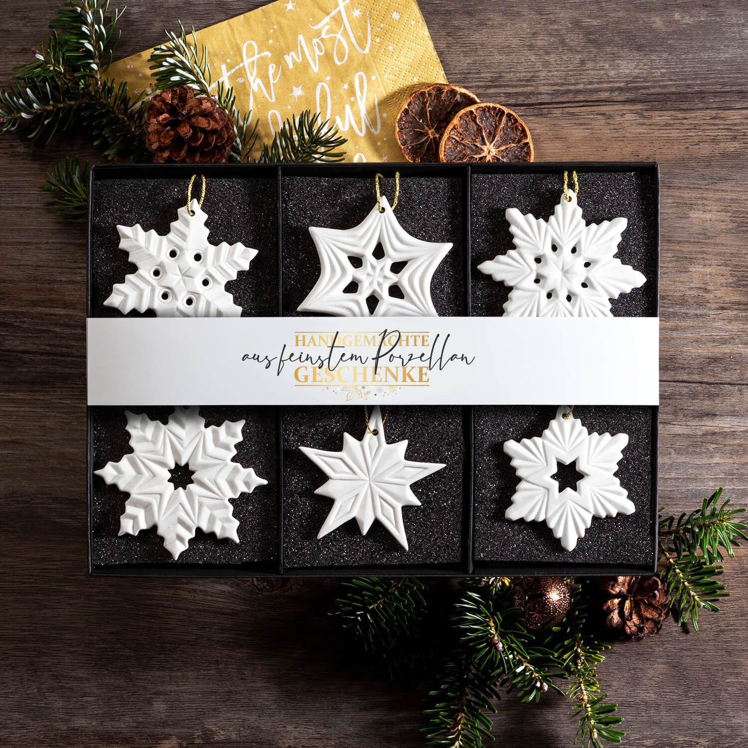6er Set Weihnachtsanhänger "Schneekristalle" 6er Set Weihnachtsanhänger "Schneekristalle"